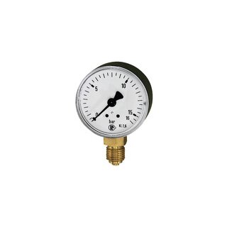 Standardmanometer, Stahlblechgeh., G 1/4 unten, -1/0,0 bar, Ø 50