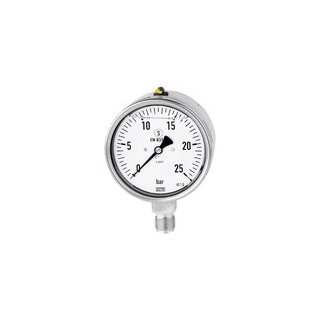 Glyzerinmanometer, CrNi-Stahl, Sicherh., G 1/2 unten, -1/0,0bar, Ø 100