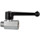 Mini-Kugelhahn, sandgestrahlt, MS vern., Handhebel, G 3/8...