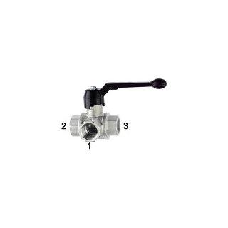 3-Wege-Kugelhahn, Standard, L-Bohr., Messing vern., Rp 3/8, DN 10