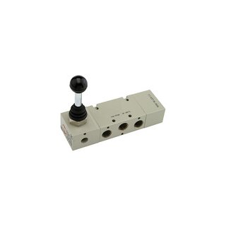 5/3-Wegeventil, man. 90° Hebel monostabil Mitte geschlossen G 1/8