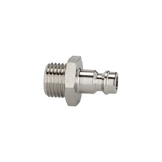 Nippel für Kupplungen NW 5, Messing vernickelt, G 1/4 AG