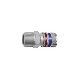 Sicherheitskupplung NW 10, Stahl/Messing verzinkt, R 3/4 AG