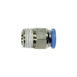 Gerade Steckverschraubung Blaue Serie, R 1/2 a., Schlauch-Ø 16