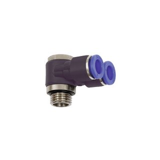Y-Winkelsteckverschraubung Blaue Serie, drehbar, G 1/2 a. Ø12mm