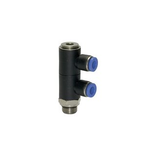 L-Mehrfachverteiler Blaue Serie, 2-fach drehbar, G 1/4 a. Ø12mm