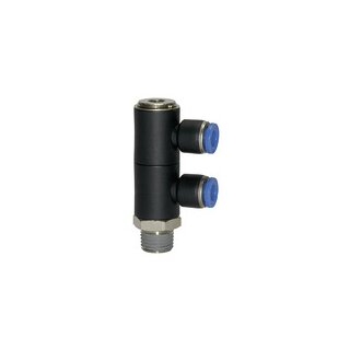 L-Mehrfachverteiler Blaue Serie, 2-fach, drehbar, R 3/8 a. Ø8mm