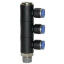 L-Mehrfachverteiler Blaue Serie, 3-fach, drehbar, R 1/4...