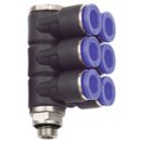 L-Mehrfachverteiler Blaue Serie, 6-fach, drehbar, G 1/8...