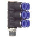 L-Mehrfachverteiler Blaue Serie, 6-fach, drehbar, R 1/8...
