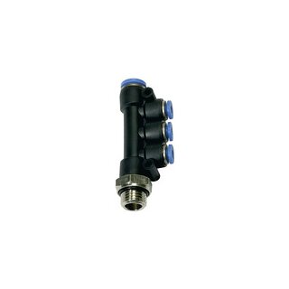 T-Mehrfachverteiler Blaue Serie, drehbar, G 1/8 außen, Ø 1x6