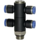 T-Mehrfachverteiler Blaue Serie, 4-fach, drehbar, G 1/4...