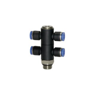 T-Mehrfachverteiler Blaue Serie, 4-fach drehbar, G 1/4 a. Ø10mm
