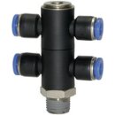 T-Mehrfachverteiler Blaue Serie, 4-fach, drehbar, R 1/8...