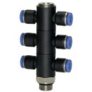 T-Mehrfachverteiler Blaue Serie, 6-fach, drehbar, G 1/4...