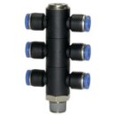 T-Mehrfachverteiler Blaue Serie, 6-fach, drehbar, R 1/8...