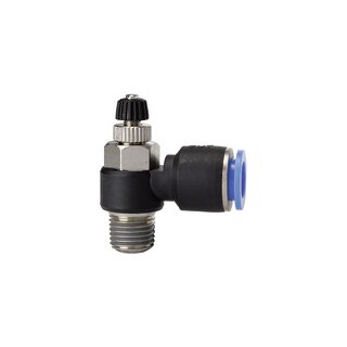 Drosselrückschlagventil Blaue Serie, Abluftdros., R1/4 a. Ø 6mm