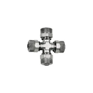 Kreuzverbindung, für Schlauch 8/6 mm, SW 10, Messing vernickelt