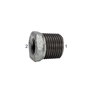 Reduzierstück 241, AG/IG, R 1/2, Rp 1/4, schwarzer Temperguss
