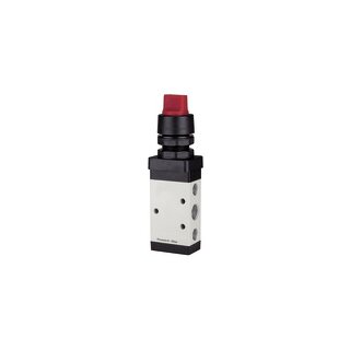 5/2-Wegeventil, manuell M5, Drehhebel k., monostabil, G1/8, rot