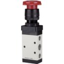 5/2-Wegeventil, manuell M5, Pilztaster, Notrastung, G 1/4
