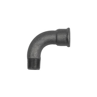 Bogen 1, 90°, lang, Rp 1 1/4 i., R 1 1/4 a., Temperguss schwarz