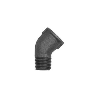 Winkel 121, 45°, Rp 1 1/2 i., R 1 1/2 a., Temperguss schwarz