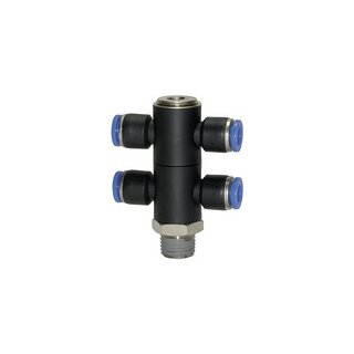 T-Mehrfachverteiler Blaue Serie, 4-fach drehbar, R 1/2 a. Ø12mm