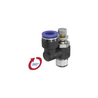 Drosselrückschlagventil Blaue Serie Abluftdros. R3/8 a. ger. Ø12mm