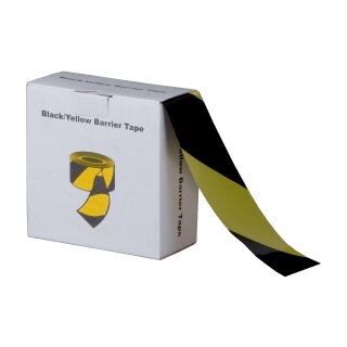 Absperrband, 72mmx500m, gelb/schwarz, einzeln im Spenderkarton