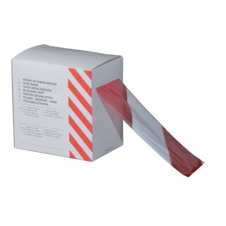 Absperrband, 72mmx500m, rot/weiß, einzeln im Spenderkarton