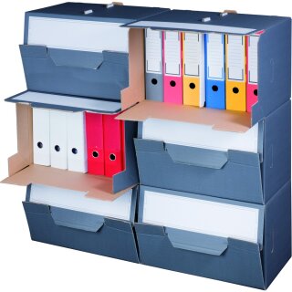 SBP-ARCHIVBOX FÜR ORDNER M. Klappd.,504x325x305mm, wiederverschließbar, anthrazit, VE 10 Stück