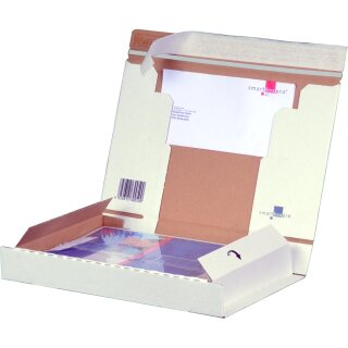 SBP PACKBOX A4, 298x215x43mm, sk m. Aufreißfaden, weiß, portopt., VE 50 Stück
